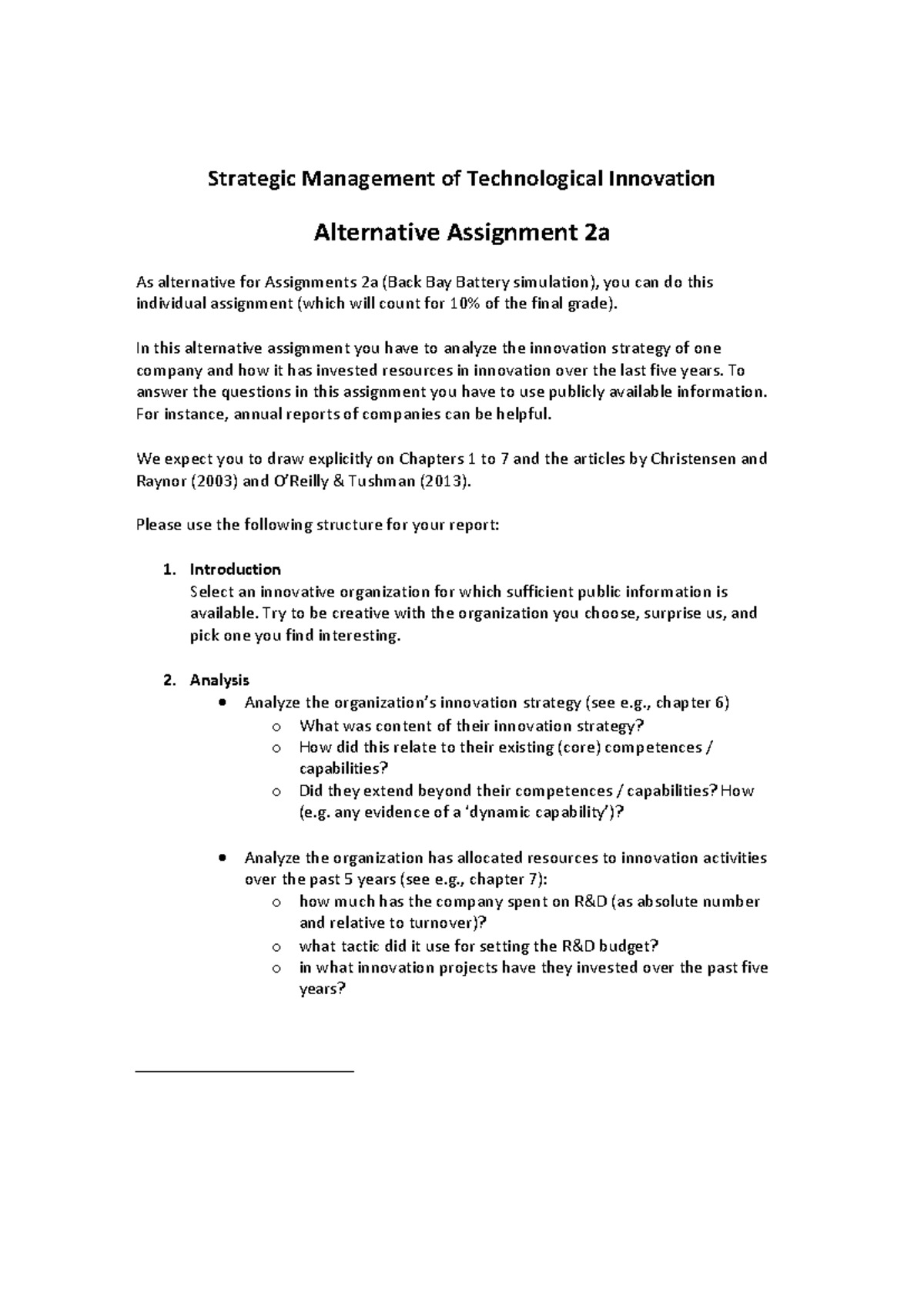 Alternative Assignment 2a: Analyzing Innovation Strategies in 2023 ...
