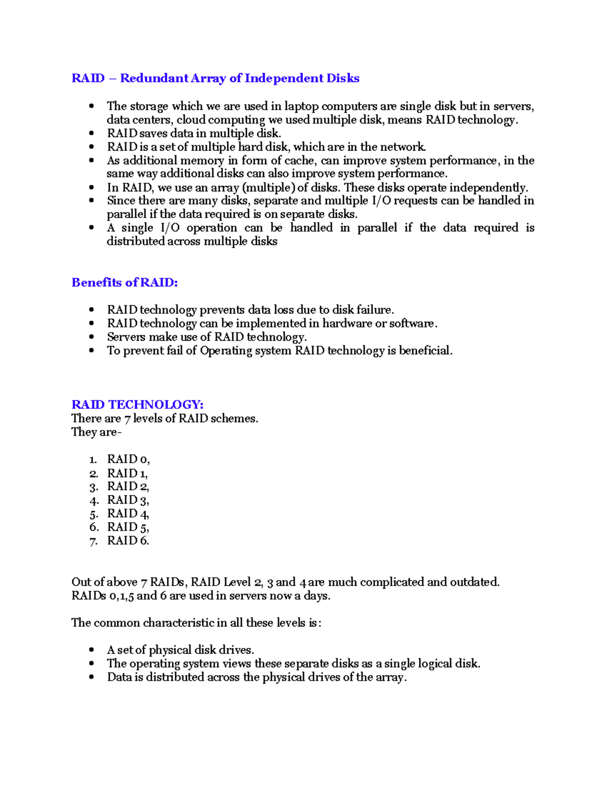 RAID Technology Overview and Benefits in Operating Systems - Studocu
