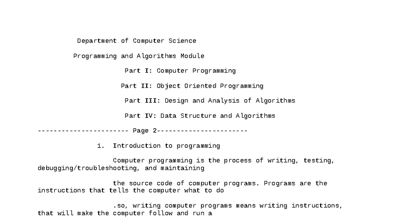 Computer Science CS101: Programming & Algorithms Final Exam Notes - Studocu