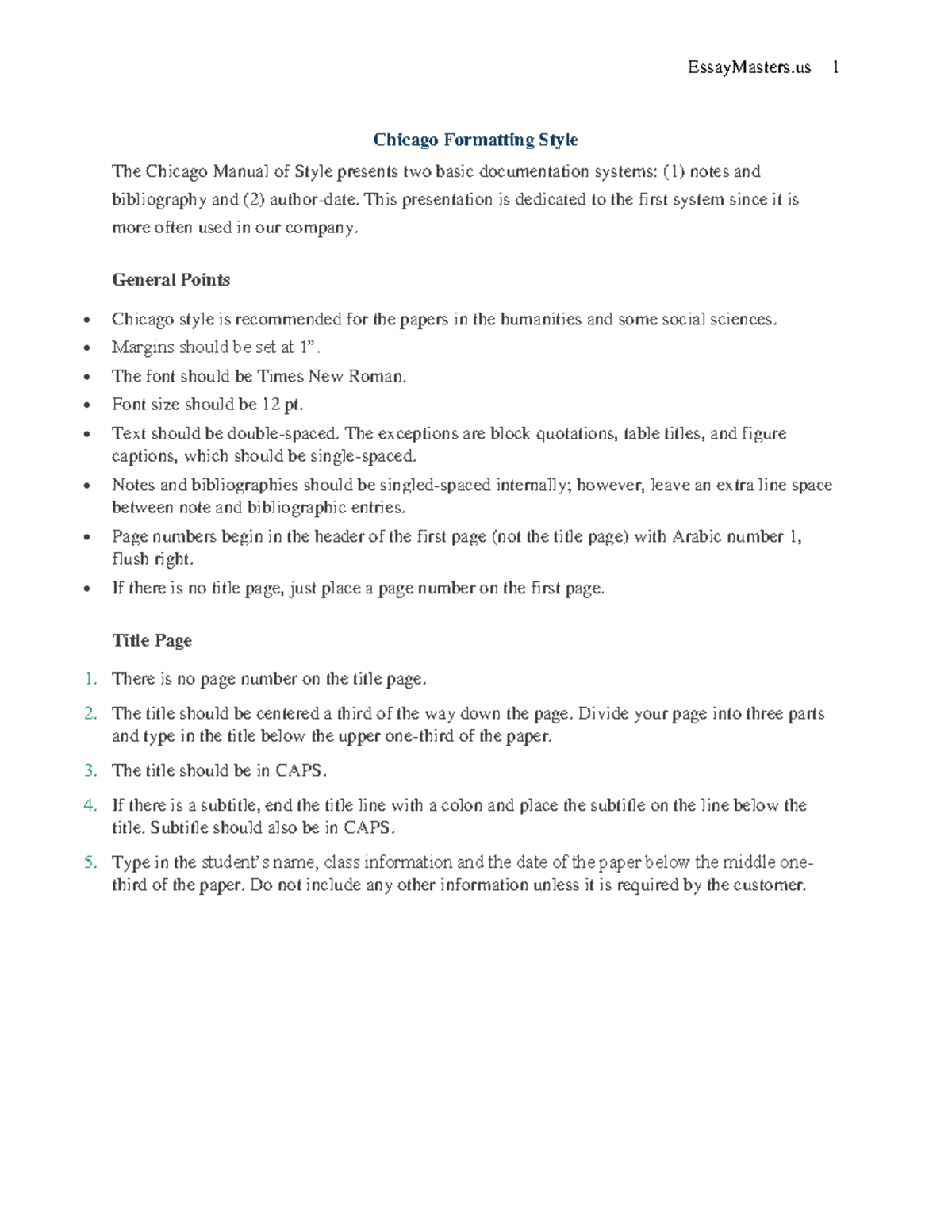 Chicago Formatting Style Guide: Essential Overview and Key Points - Studocu