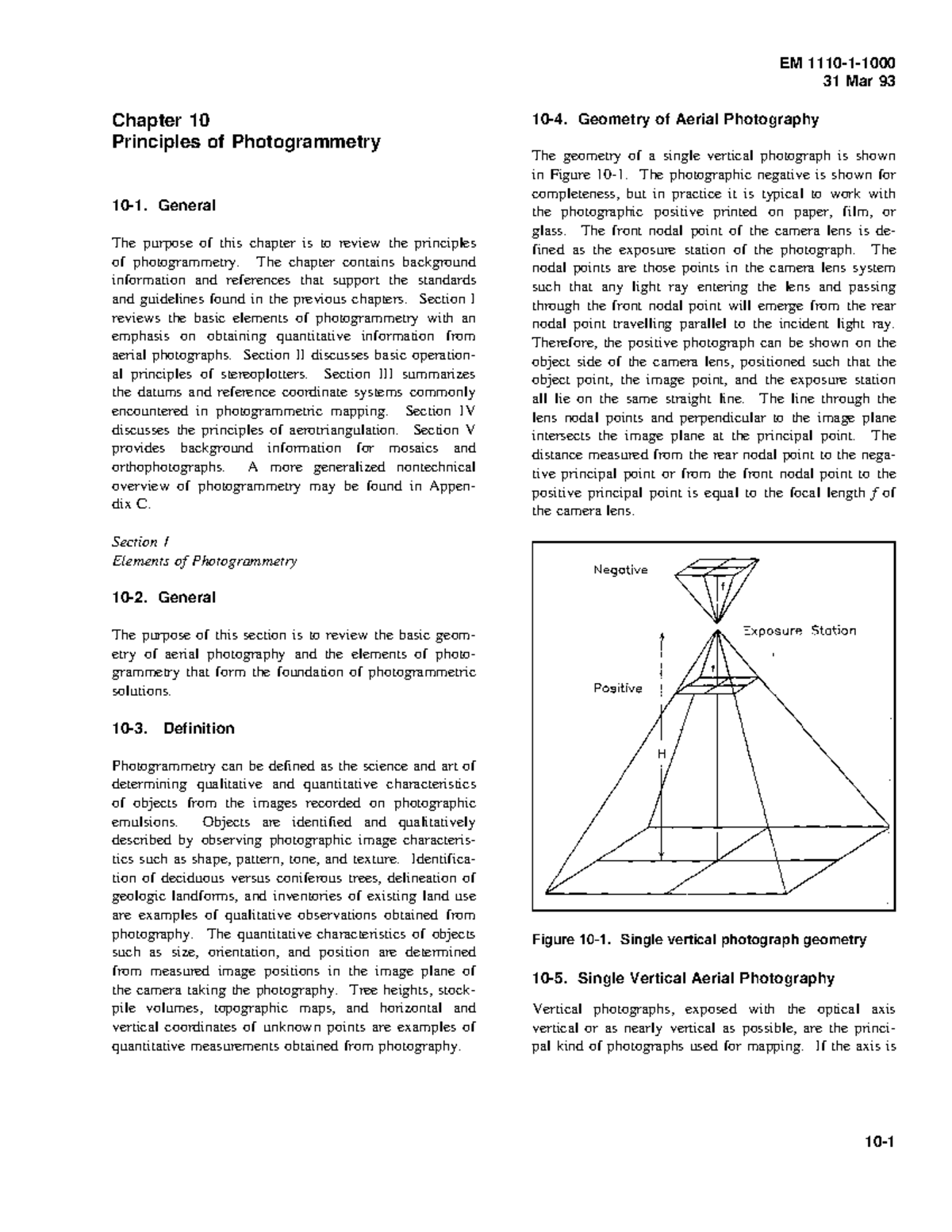 EM 31 Mar 93 Chapter 10: Principles of Photogrammetry Overview - Studocu