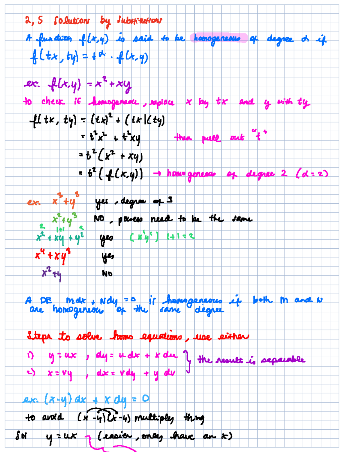 2.5 Homogeneous Functions and Bernoulli Equations - Studocu