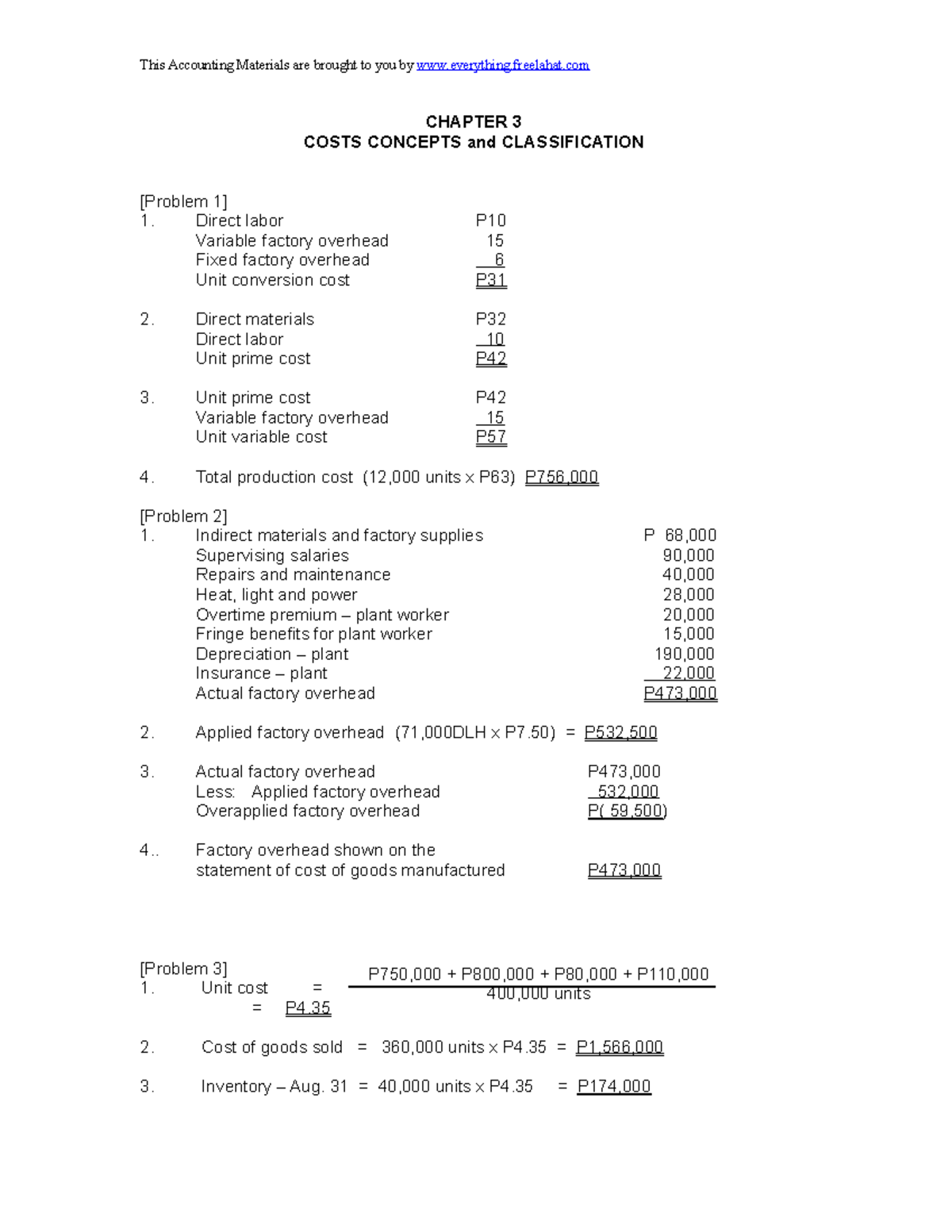 252792429 MAS agamata Chapter 3 Cost Analysis and Answer Key - Studocu