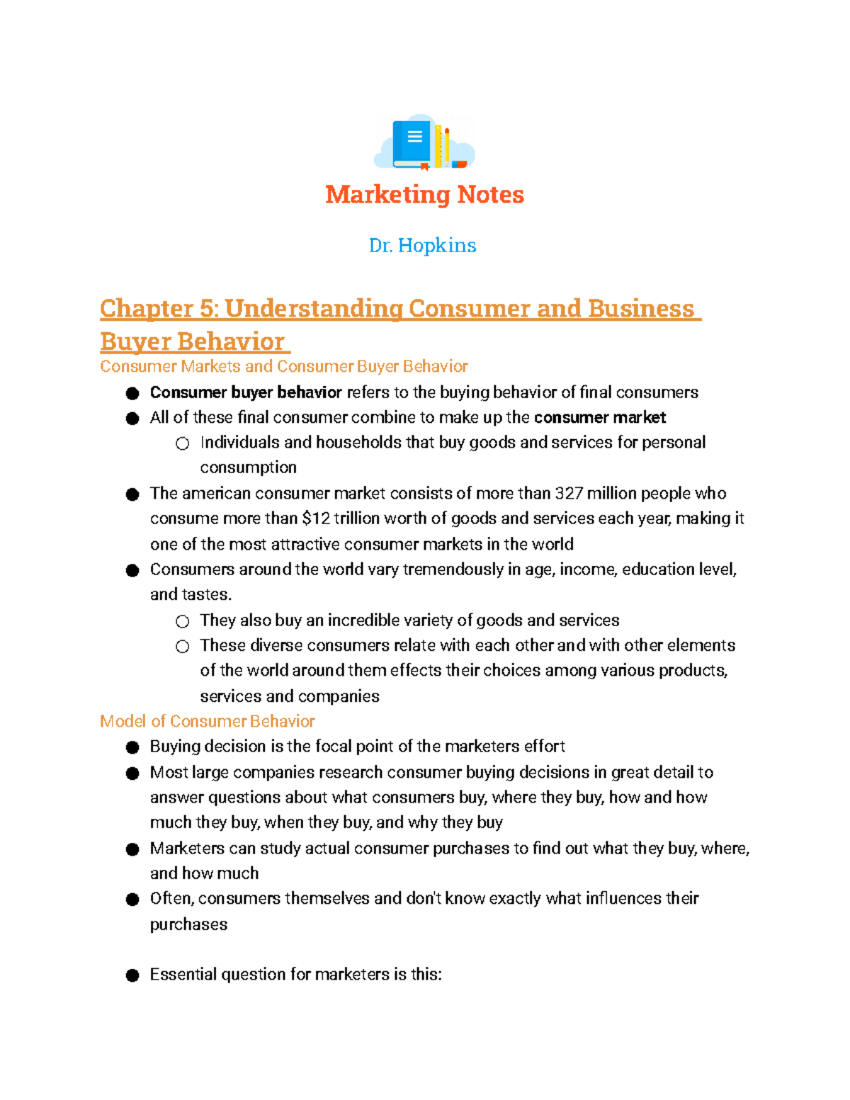 Marketing Notes - Exam 2 Study Guide on Consumer Behavior and Marketing ...