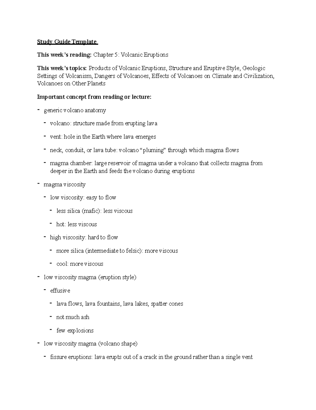 Volcanic Eruptions And Hazards Study Guide Geo 101 Studocu