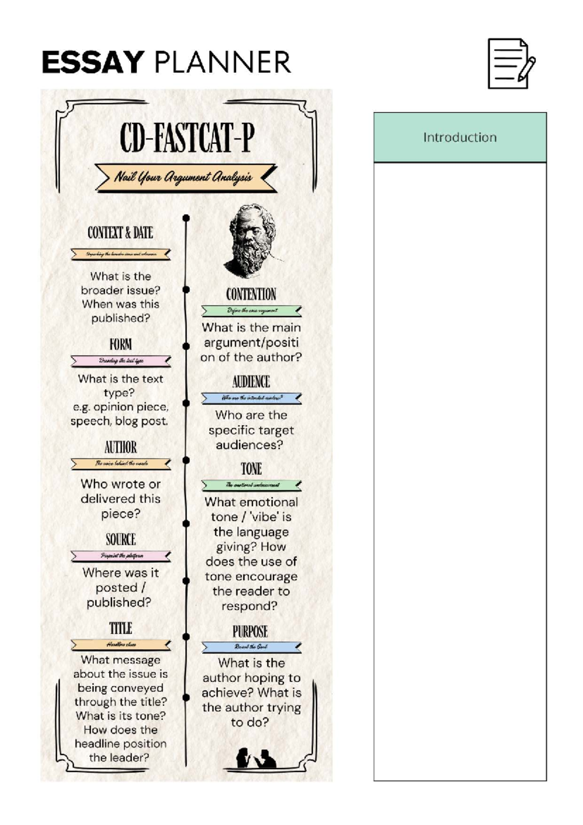 Argument Analysis Essay Planner: Structuring Your Ideas - Studocu