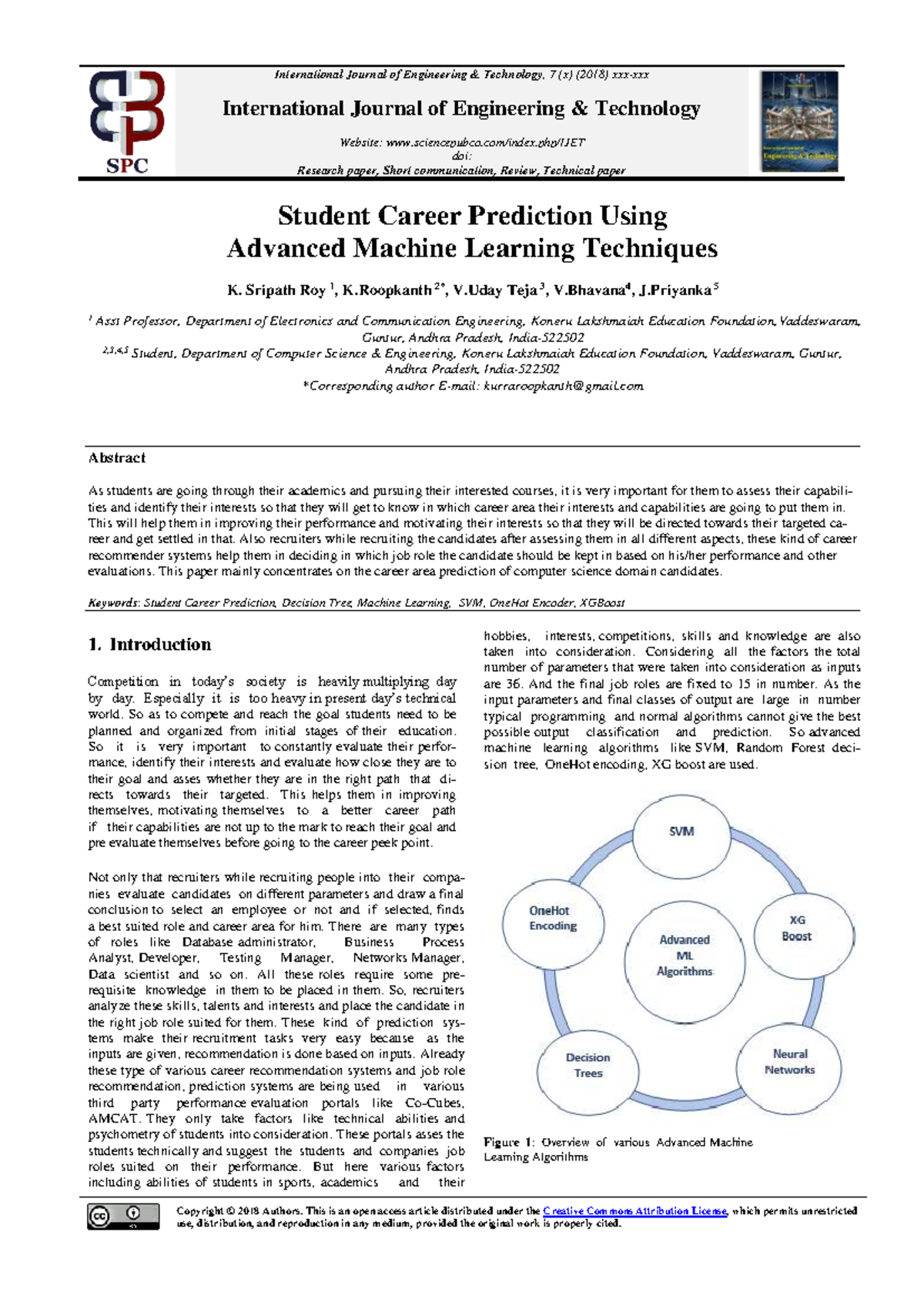 Student Career Prediction Using Advanced ML Techniques - IJET 7(x ...