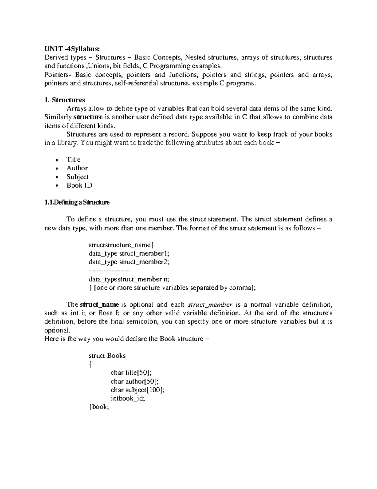 CP4 - Structures, Unions, and Pointers in C Programming - Studocu