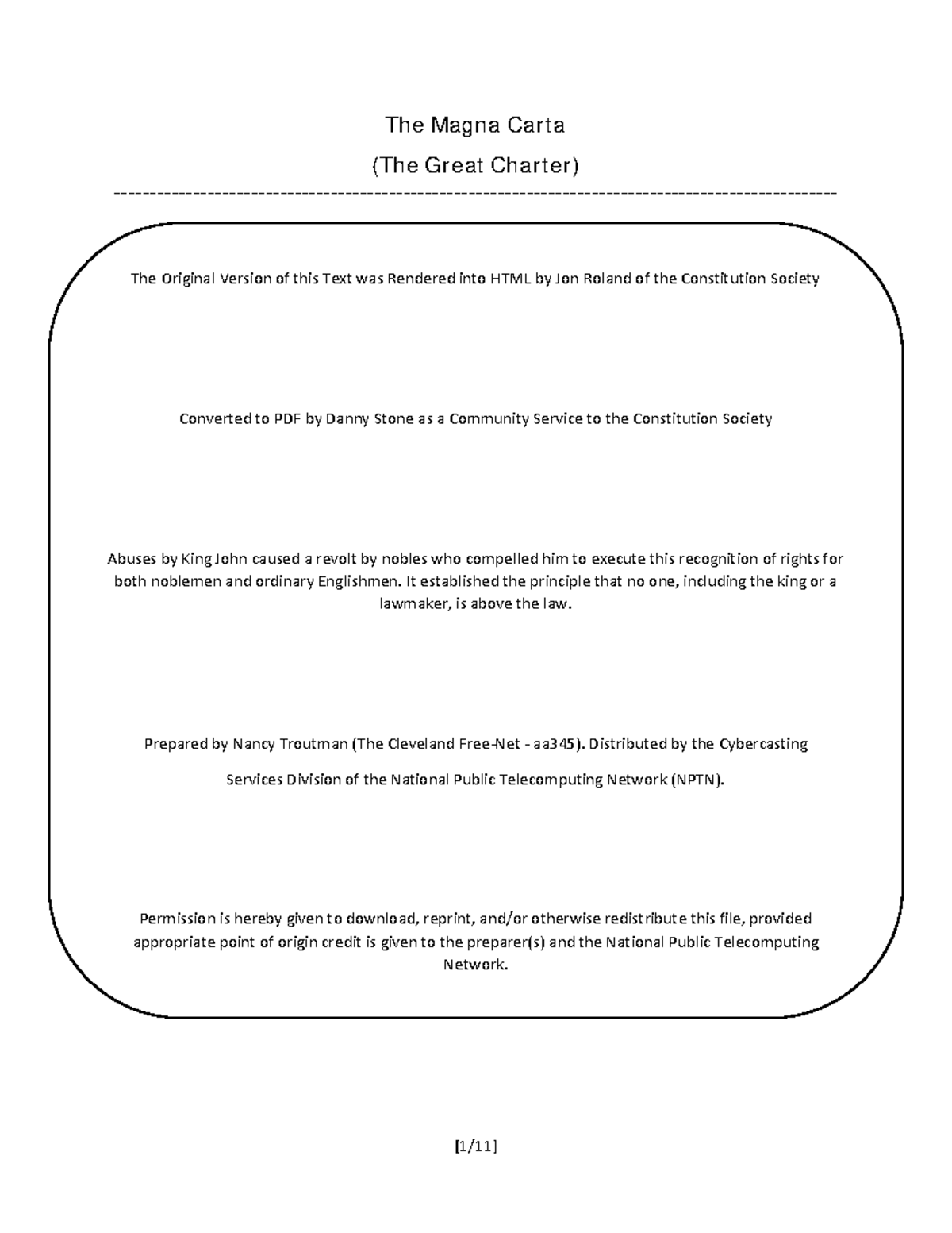 BJS 4139 Magna Carta: The Great Charter Original Text Analysis - Studocu