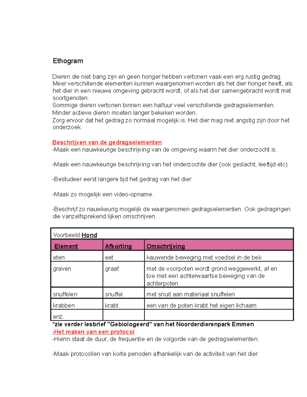 Hondengedrag Ethogram en Protocol: Observeren en Analyseren - Studocu