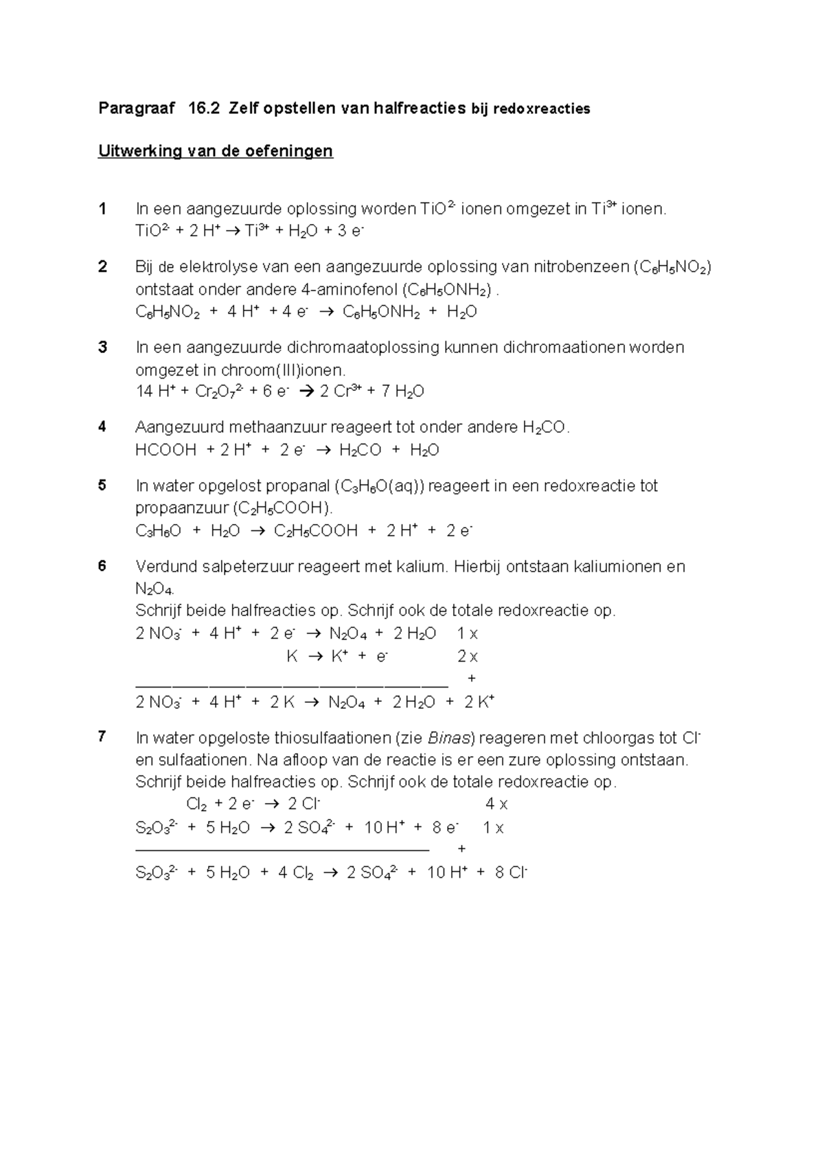 Zelf opstellen van halfreacties bij redoxreacties - Chem 101 - Studeersnel