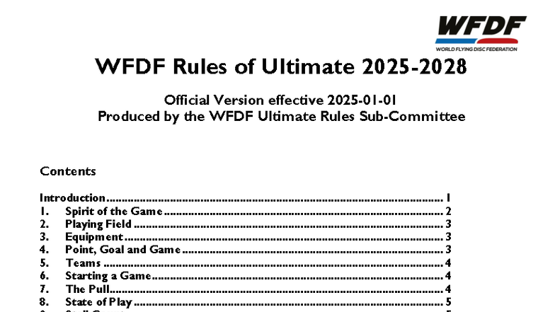 WFDF Ultimate Rules 2025-2028: Official Version and Guidelines - Studocu