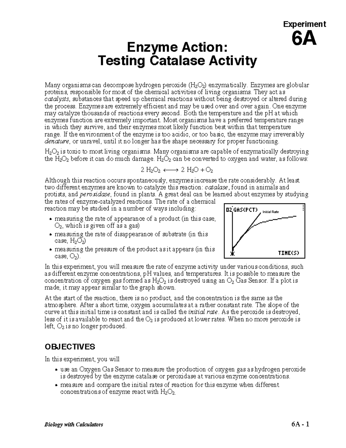 Biology 6A Experiment: Investigating Catalase Activity and Enzyme ...