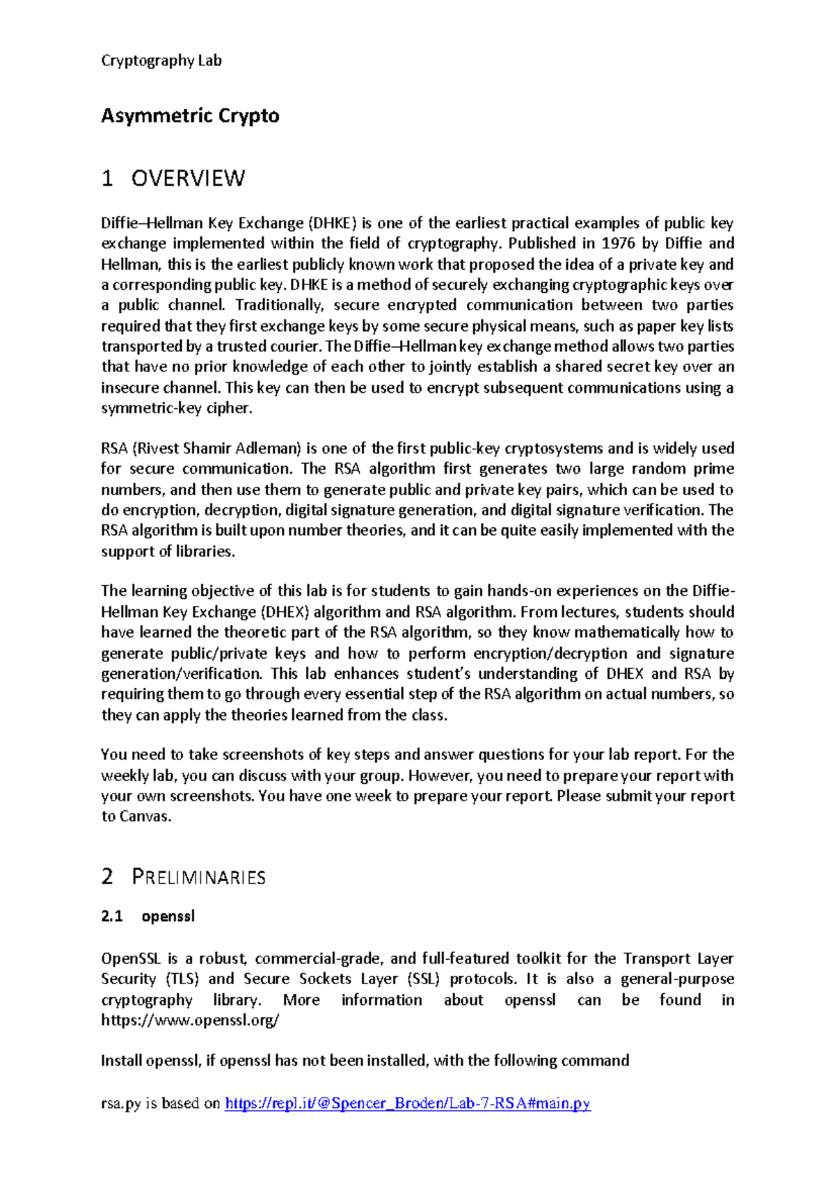 Cryptography Lab (CS101) - Asymmetric Crypto Overview & Key Exchange ...