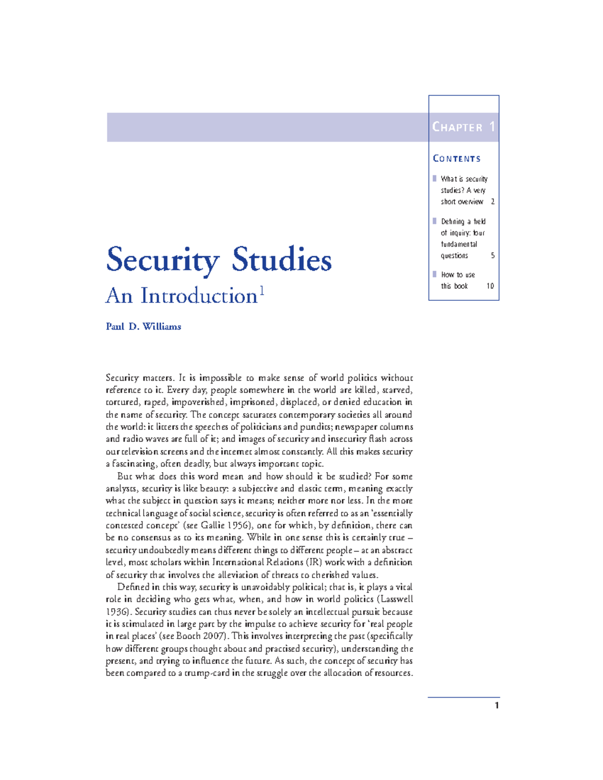 Security Studies Intro Williams - Security Studies An Introduction 1 ...