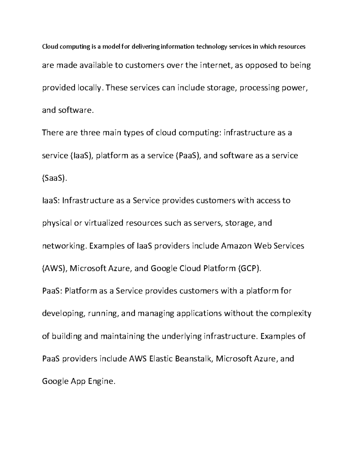Cloud computing is a model for delivering information technology ...