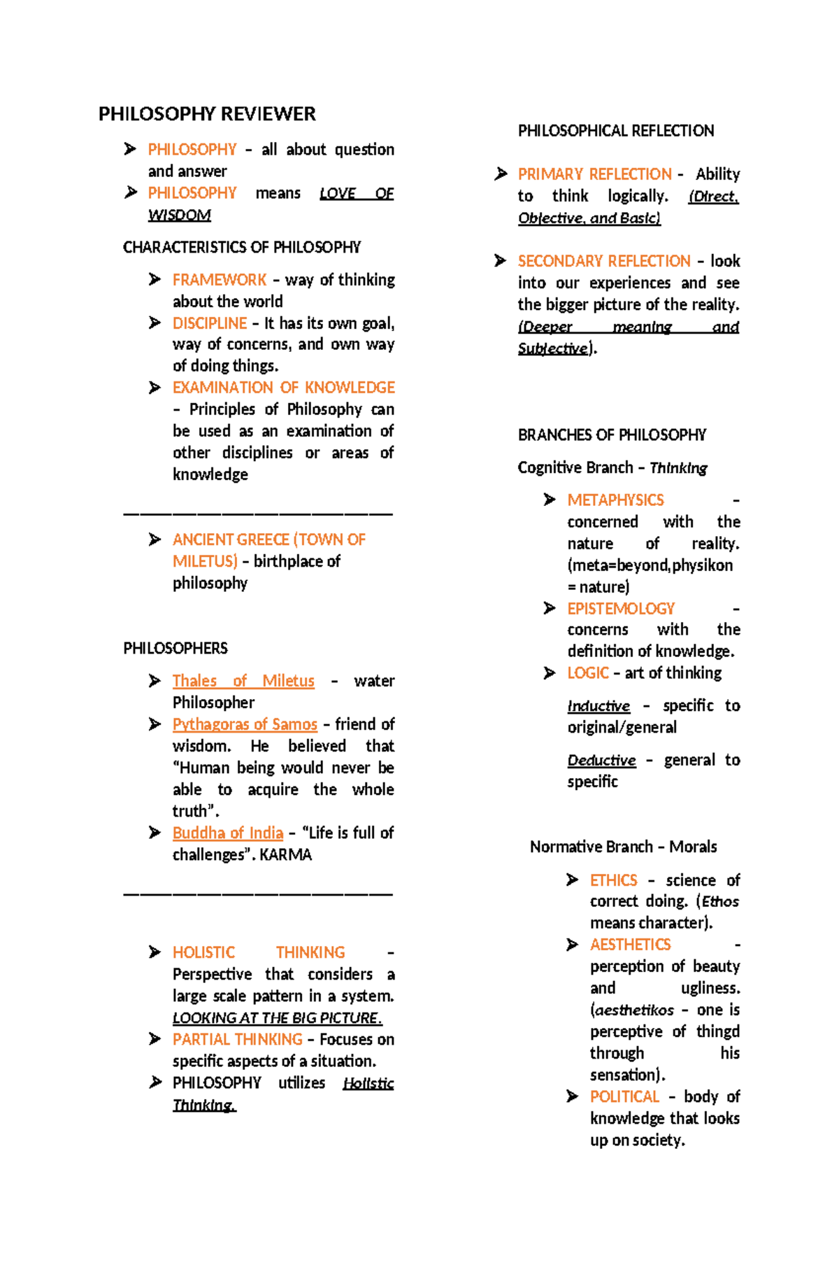 PHIL 101 - Comprehensive Philosophy Reviewer and Study Guide - Studocu
