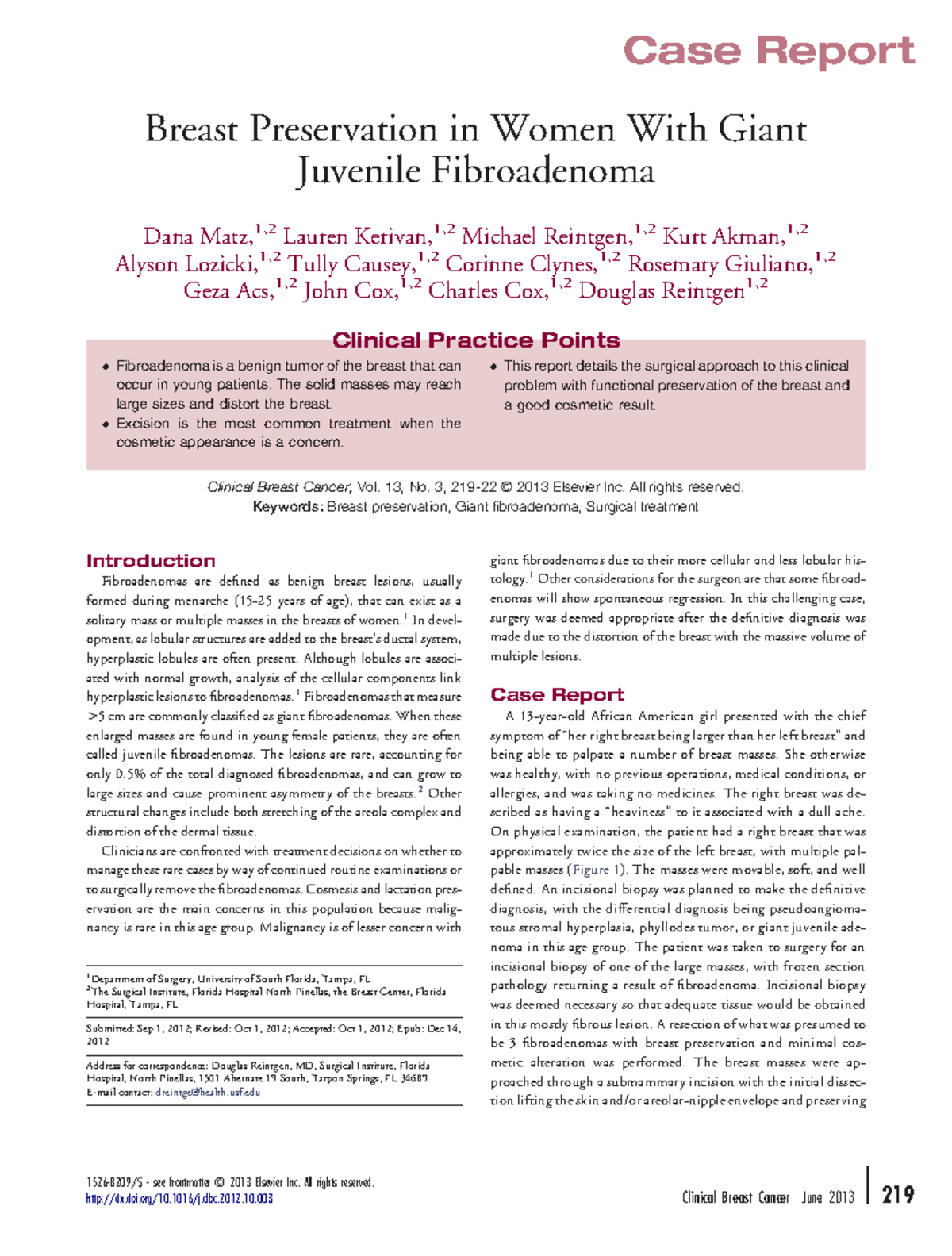Case Study: Breast Preservation in Giant Juvenile Fibroadenoma ...