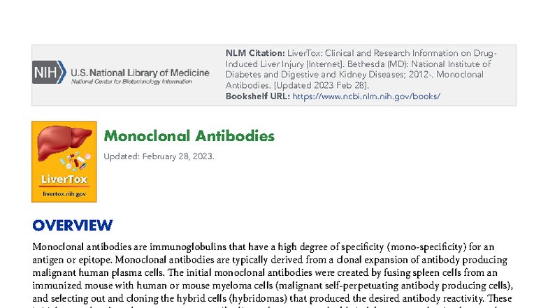 Monoclonal Antibodies: Overview and Clinical Applications (2023) - Studocu