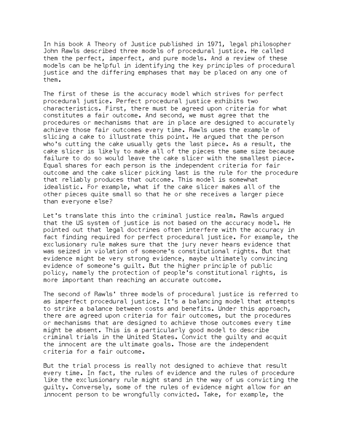 Due Process vs. Crime Control Models: Insights and Analysis (JUS101 ...