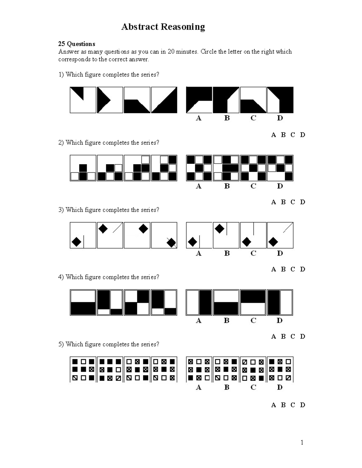 2.Abstract Reasoning Test 4: 25 Questions for Practice - Studocu