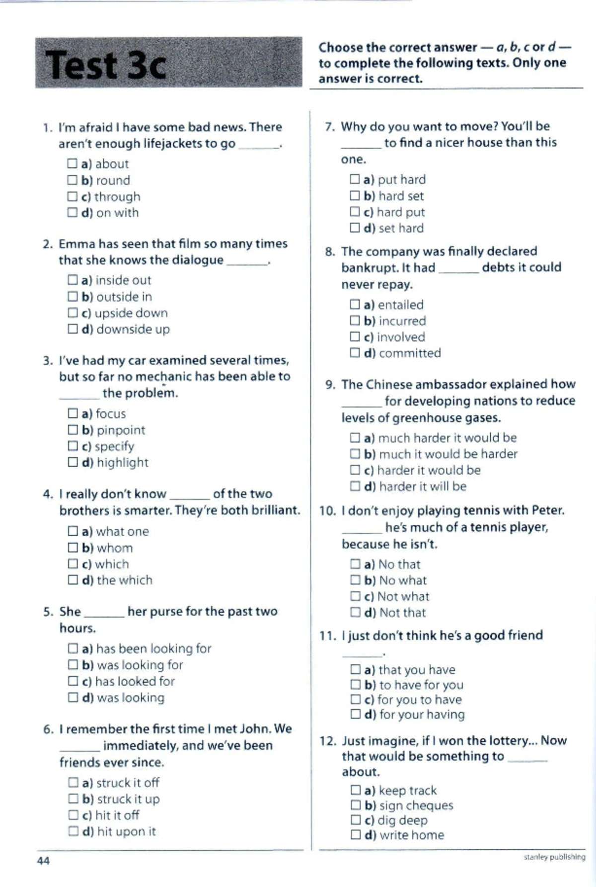 C1-1C - Test 1c Answer Key and Analysis - Studocu