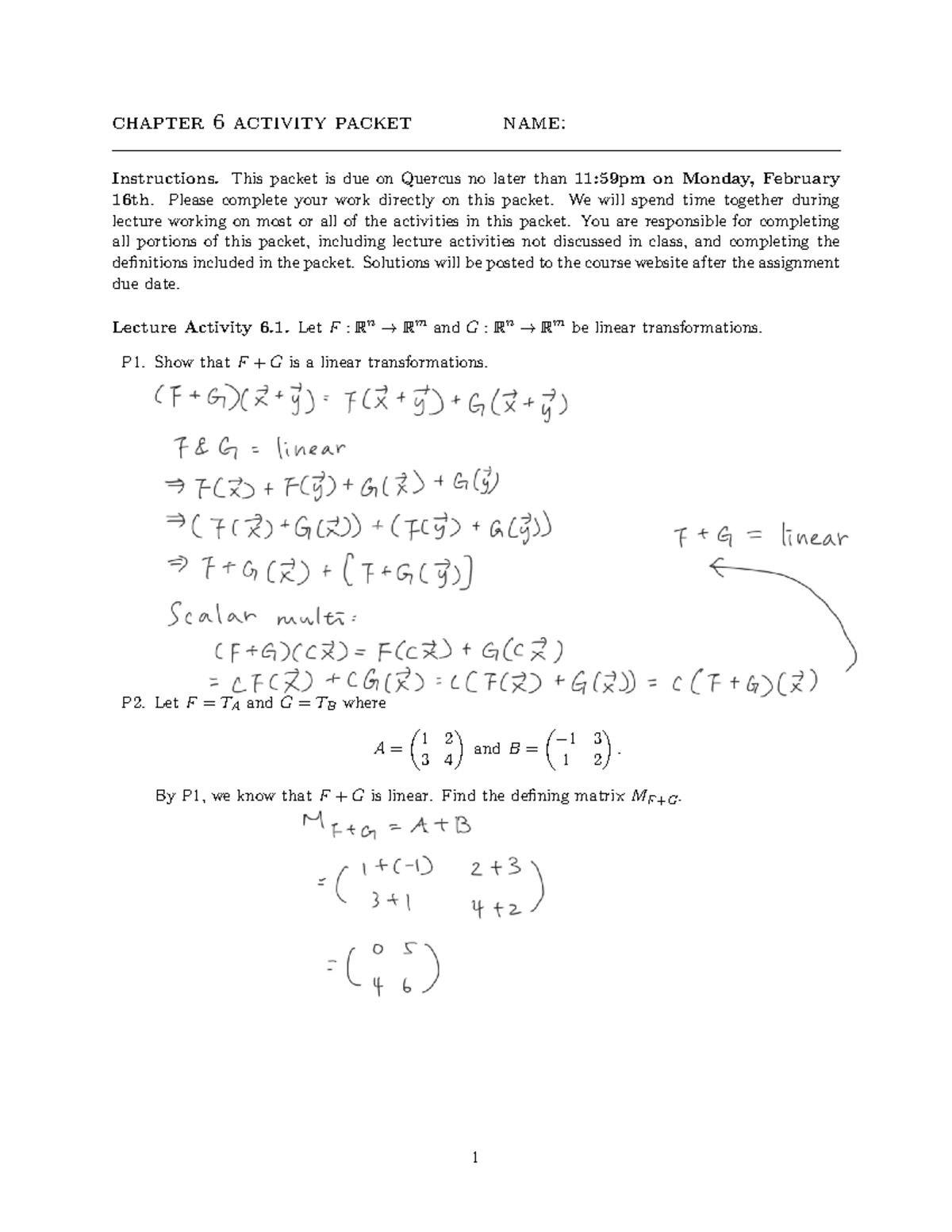CAP6 - Chapter 6 Activity Packet Instructions and Homework - Studocu