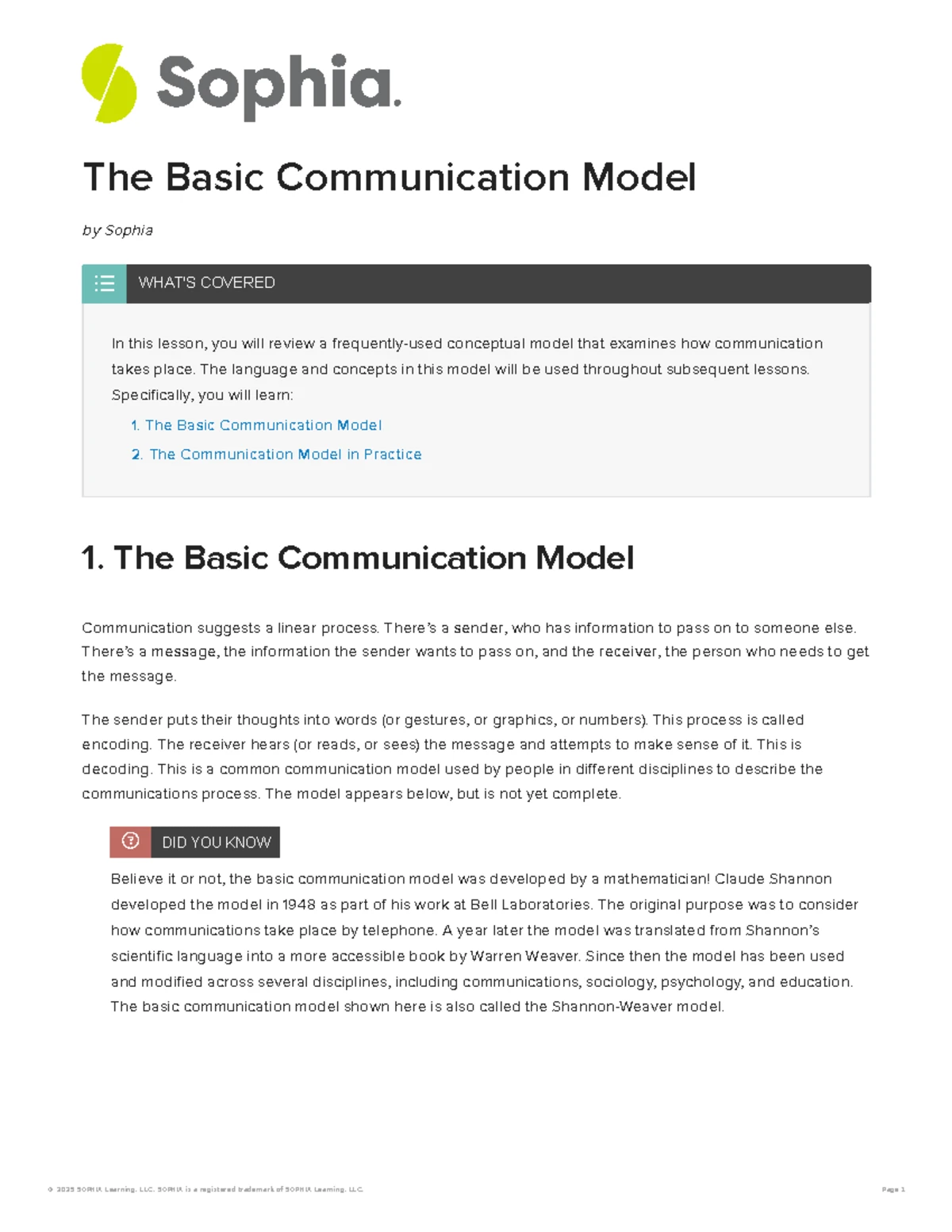 Understanding the Basic Communication Model: Concepts and Applications ...