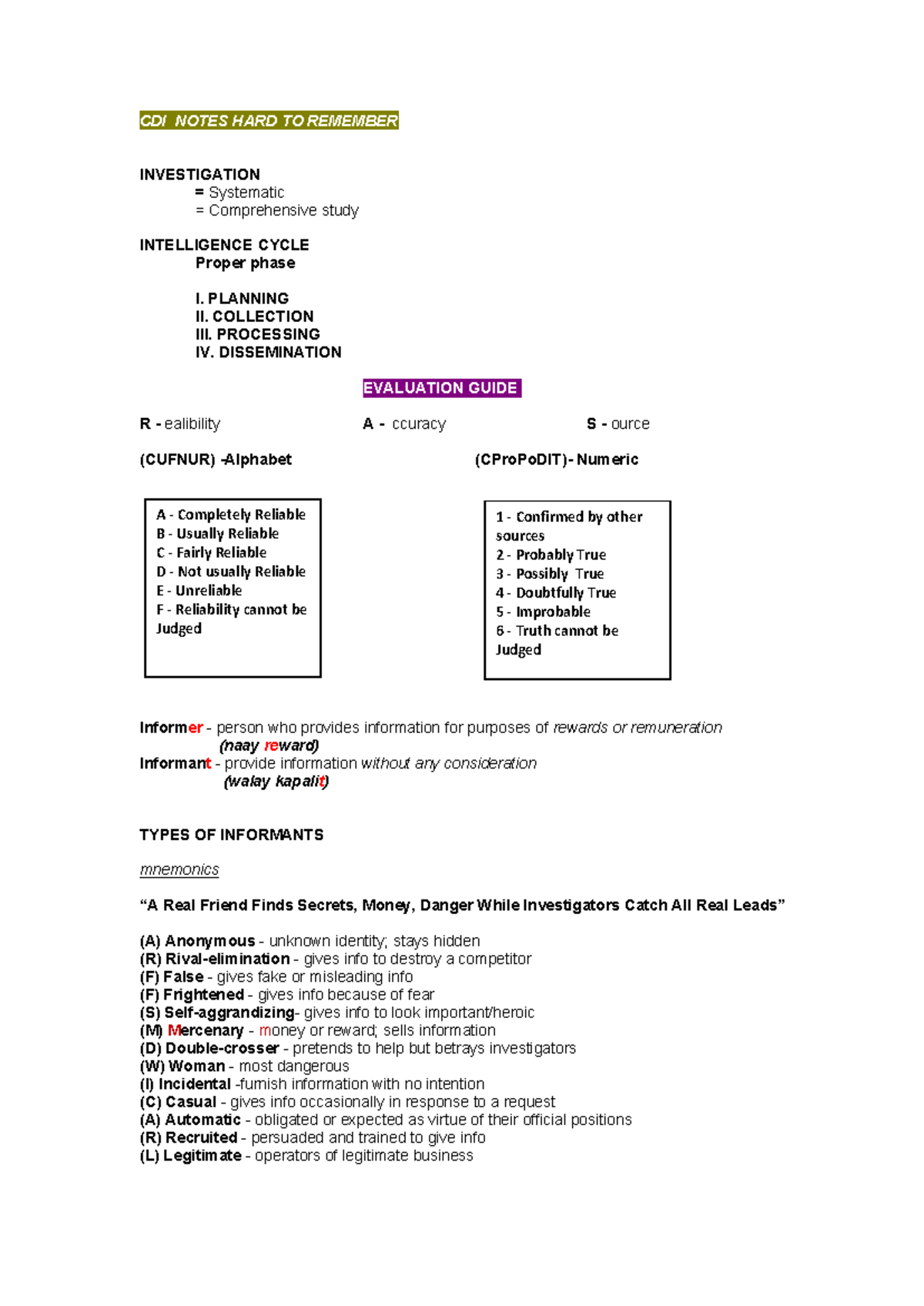 CDI 101: Comprehensive Notes on Crime Detection & Investigation - Studocu