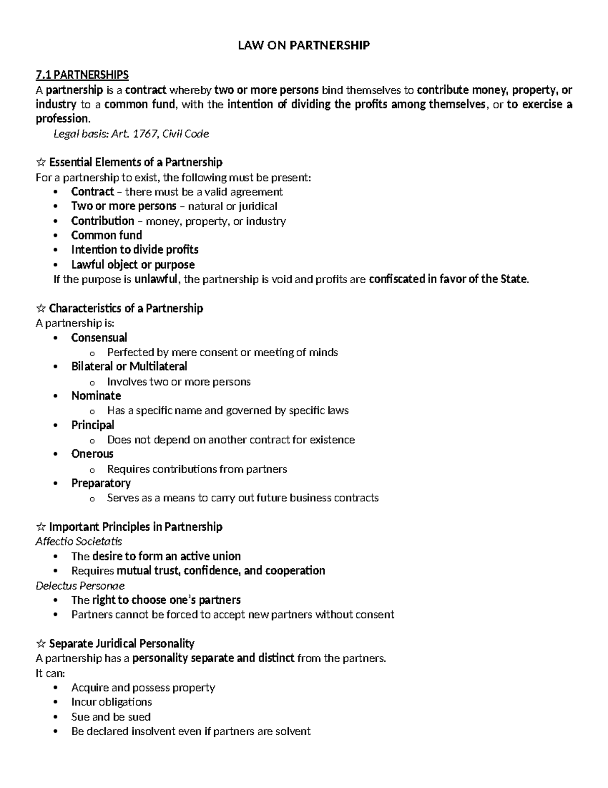 LAW 7.1: Comprehensive Guide to Partnerships and Their Legal Framework ...