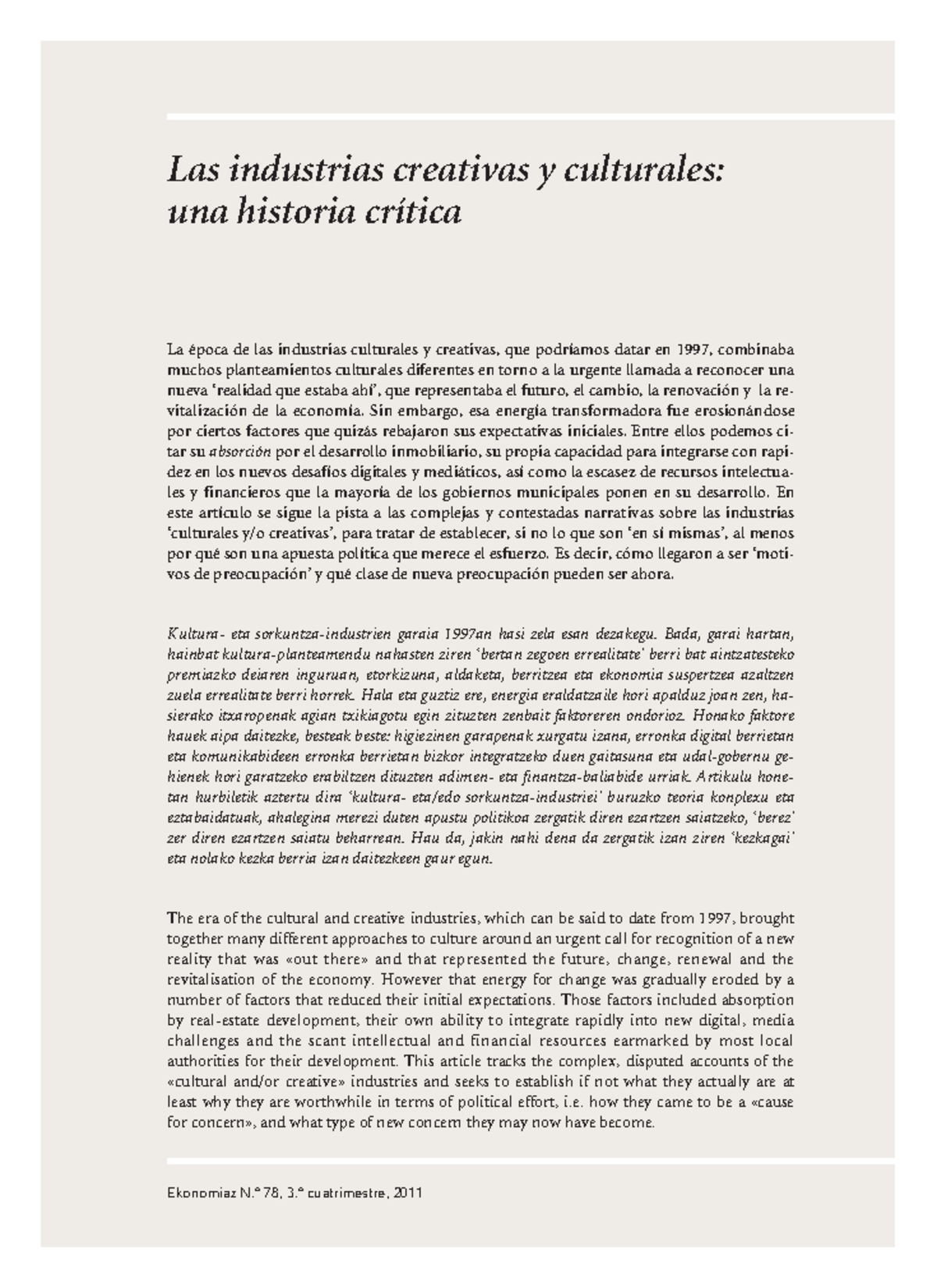 Las Industrias Culturales Y Creativas Una Historia - Las industrias ...