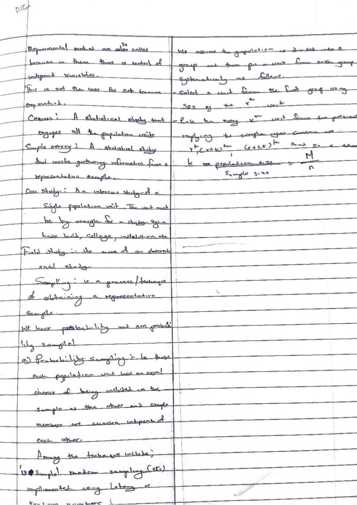 Experimental Methods in Statistics: Sampling Techniques Overview - Studocu