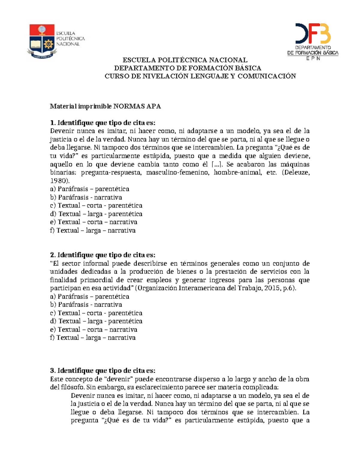 Material Imprimible: Normas APA y Tipos de Citas - Curso de Nivelación ...