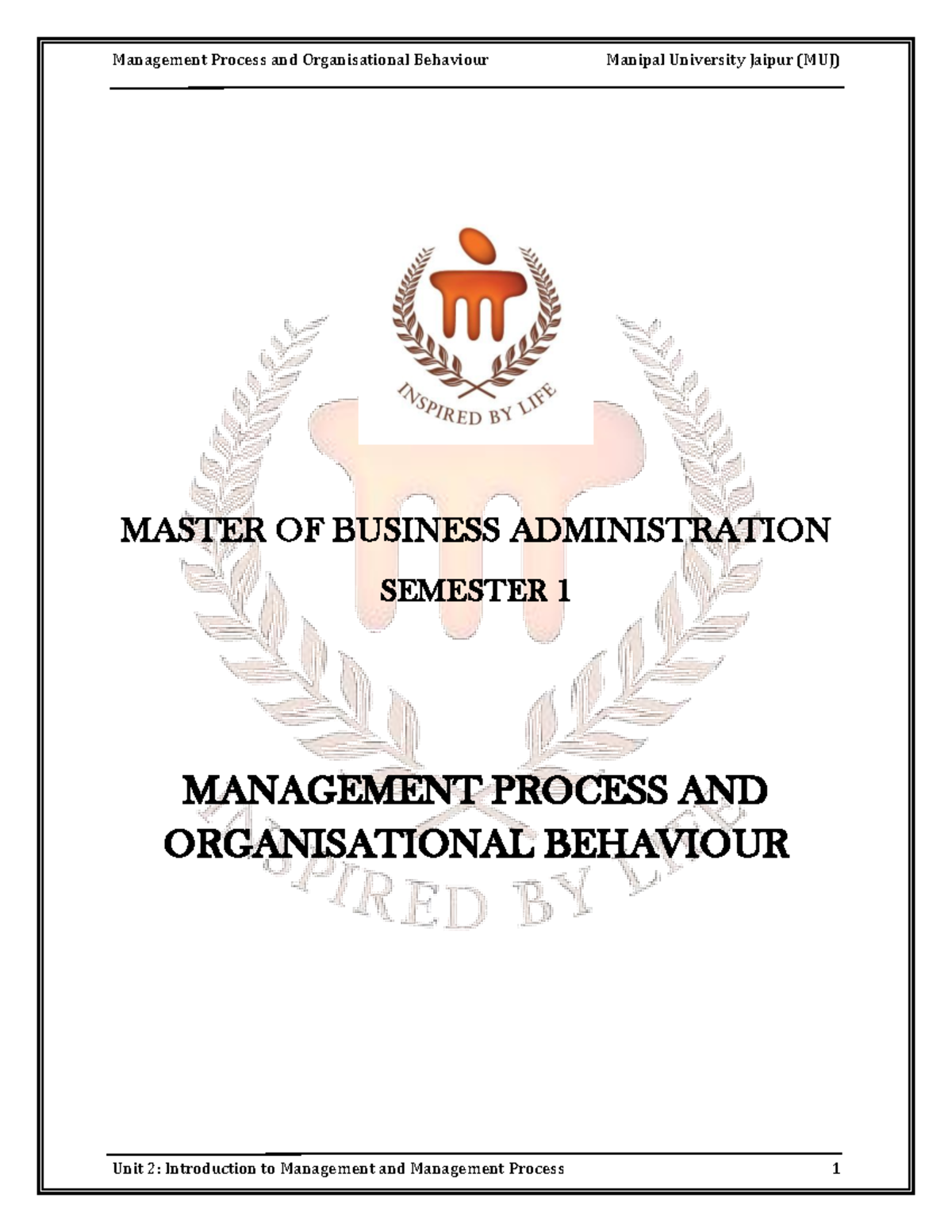 Management Process and Organizational Behaviour: Insights from MUJ ...