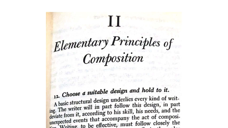 I1 Elementary Principles of Composition: Key Writing Techniques - Studocu