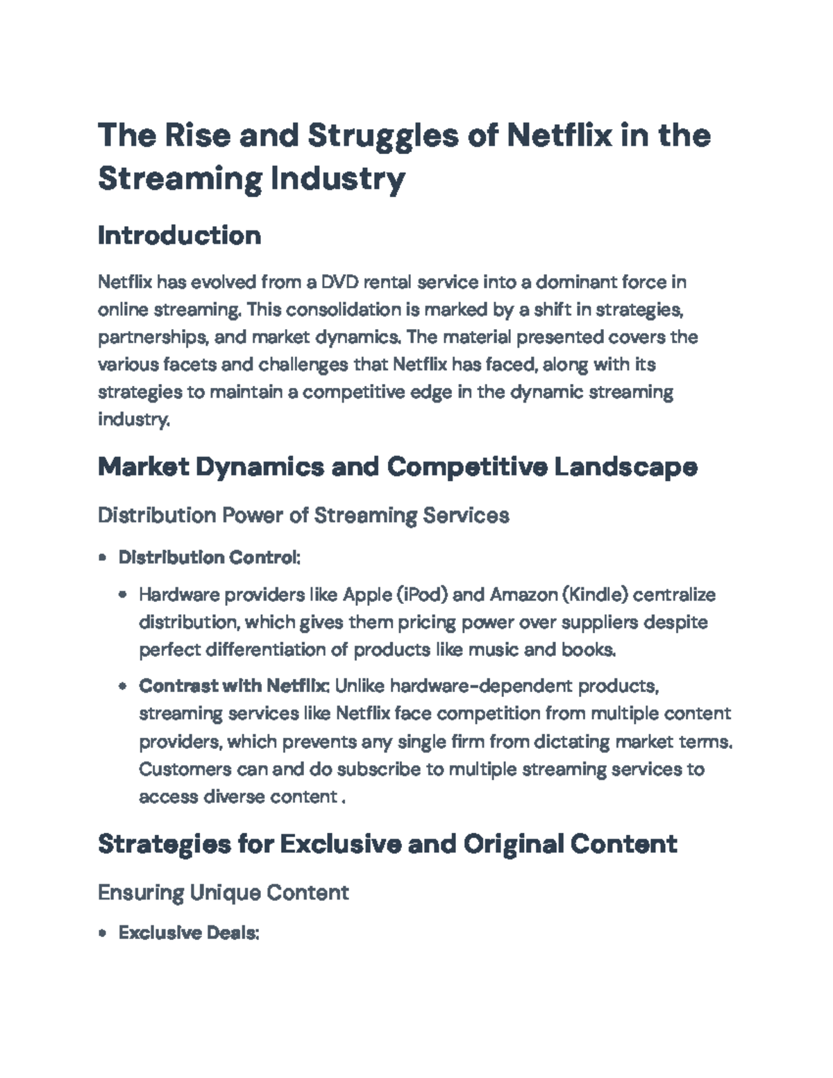 Netflix's Journey: Strategies and Challenges in the Streaming Industry ...