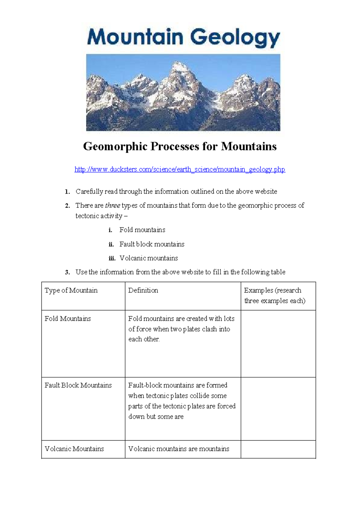 Types of Mountains: Geomorphic Processes in Tectonics - Studocu