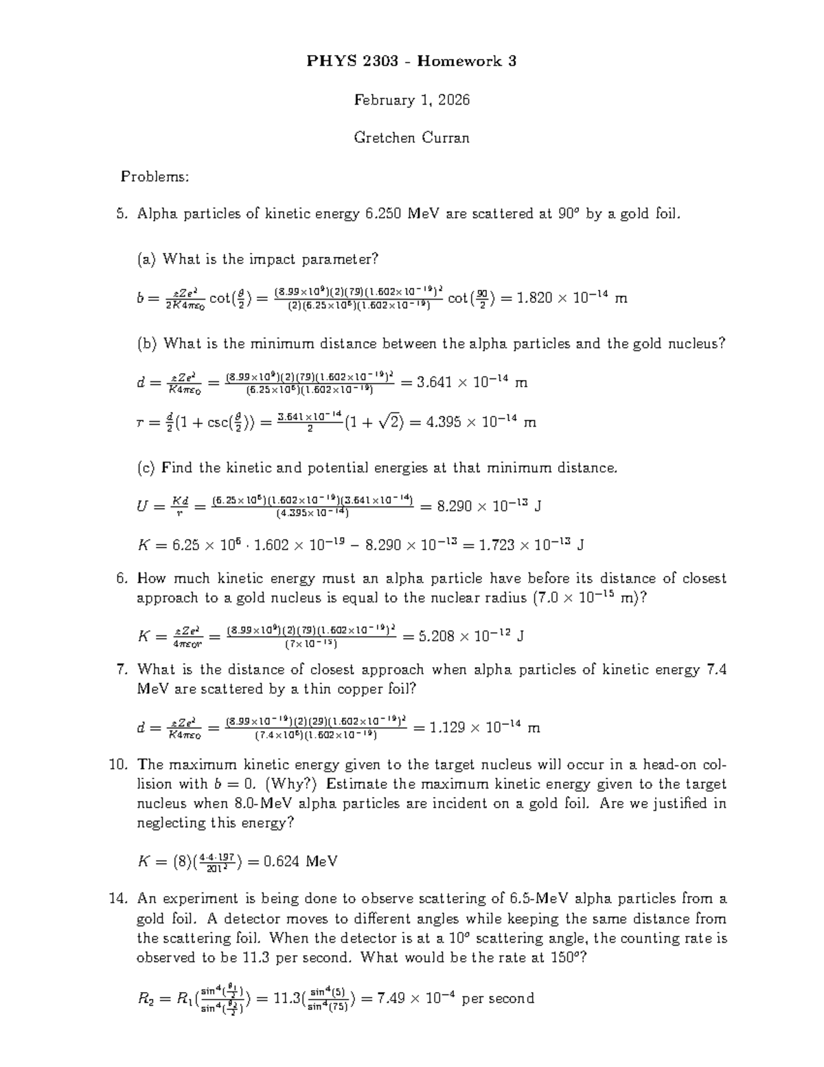 PHYS 2303 - Homework 3 Problems - Studocu