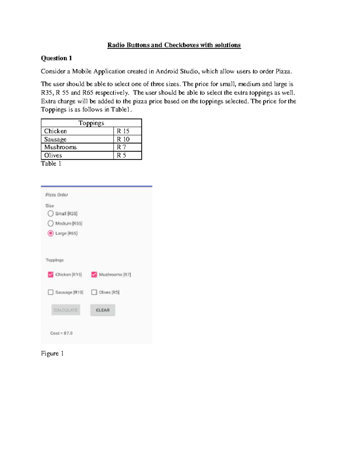 Radio and Checkboxes Exercise 2 Solutions for Mobile App Development ...