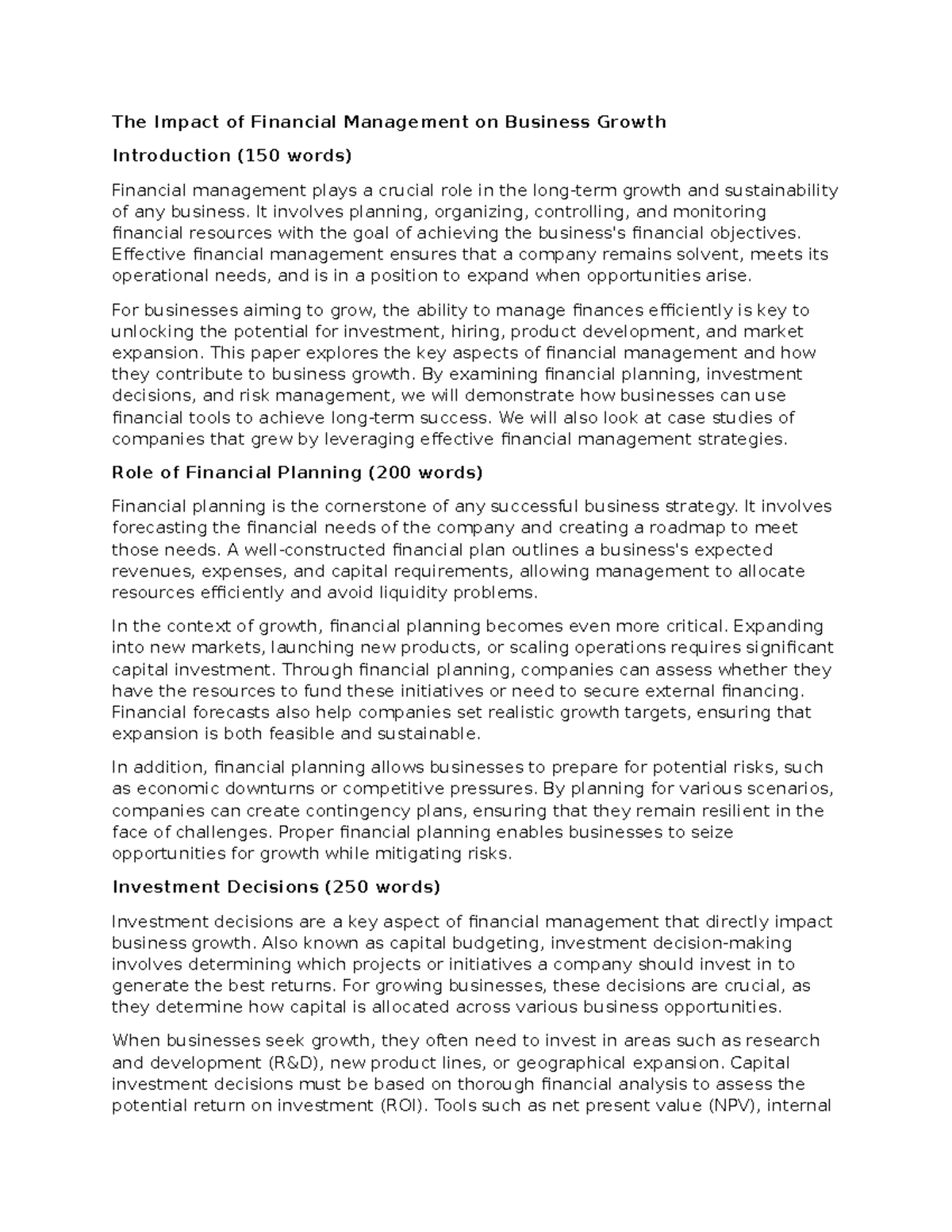 The Impact of Financial Management on Business Growth - The Impact of ...