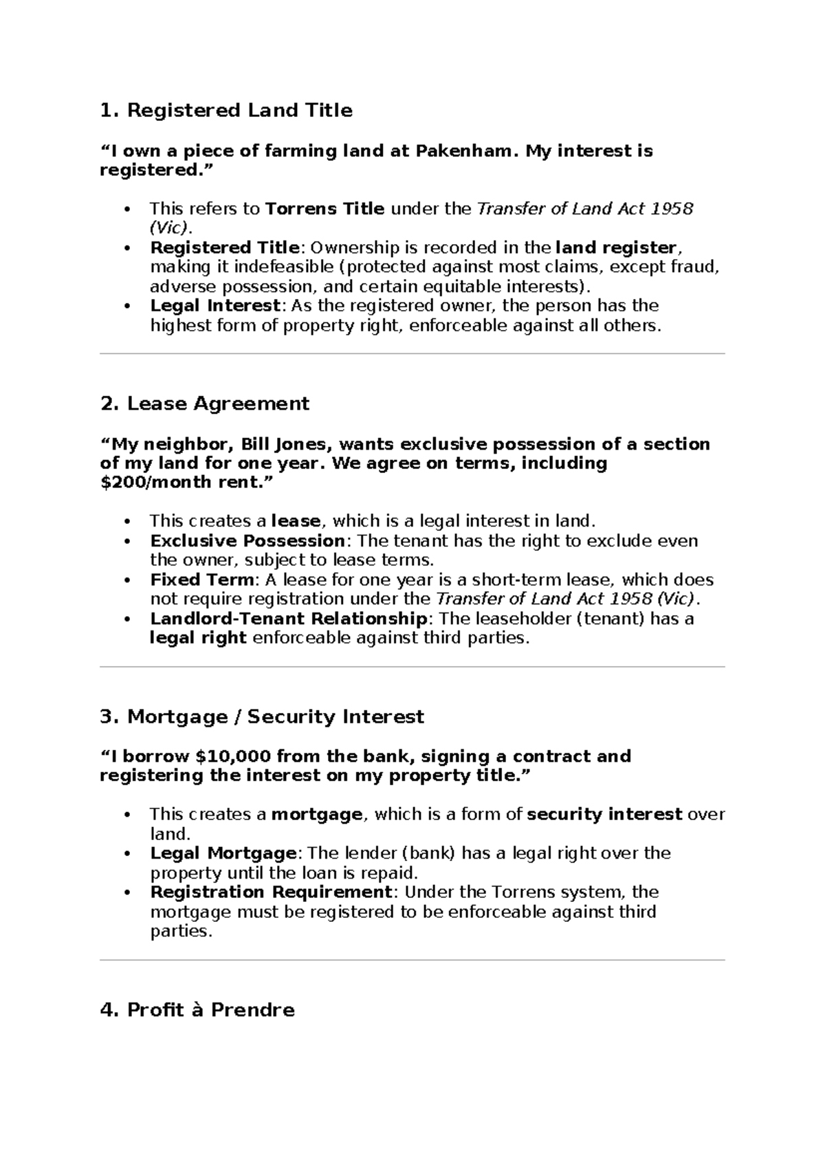 Topic 2-4 Terms explained - 1. Registered Land Title “I own a piece of ...