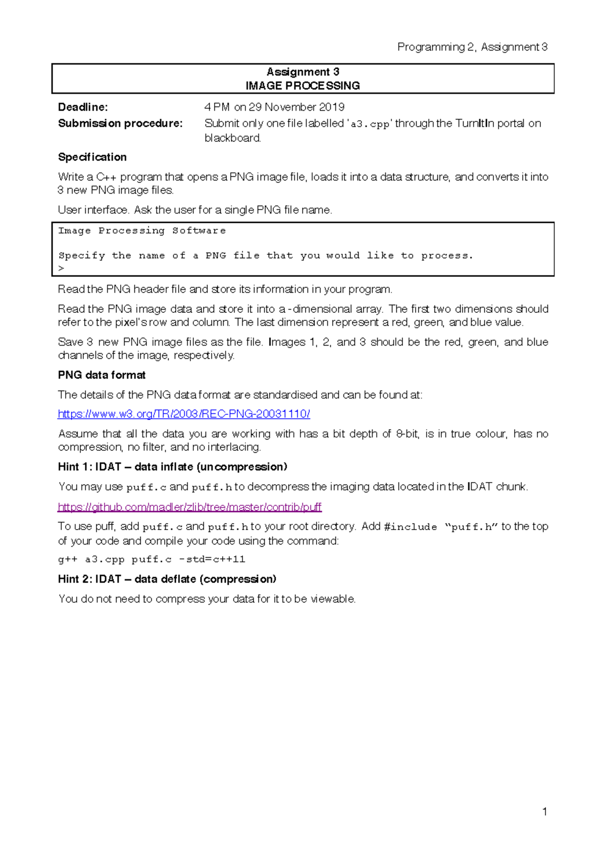 Assignment 3 - Image Processing - Programming 2, Assignment 3 1 ...