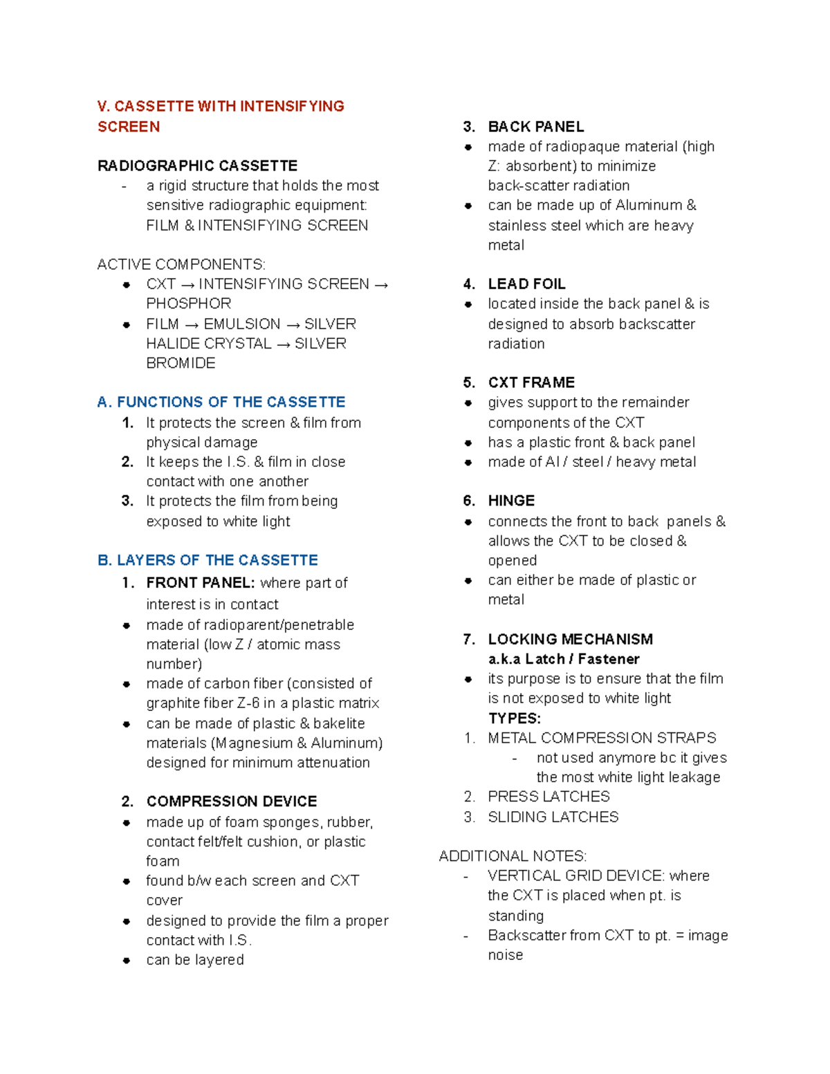 Film-Screen Radiography Casette Function & Care Notes - Studocu