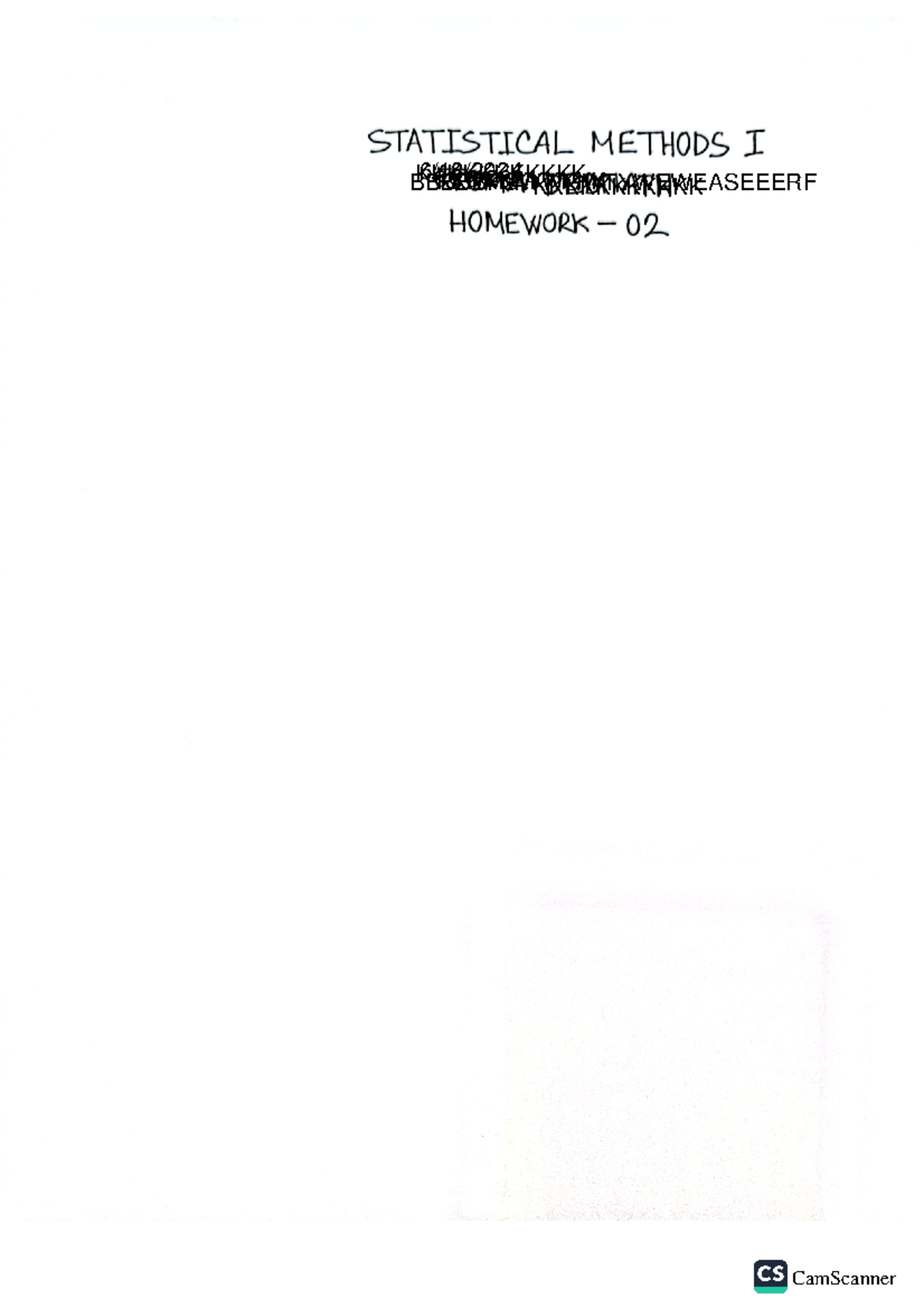 Statistical Methods Hw-02 - STATISTICAL METHODS I HOMEWORK 02 CS ...