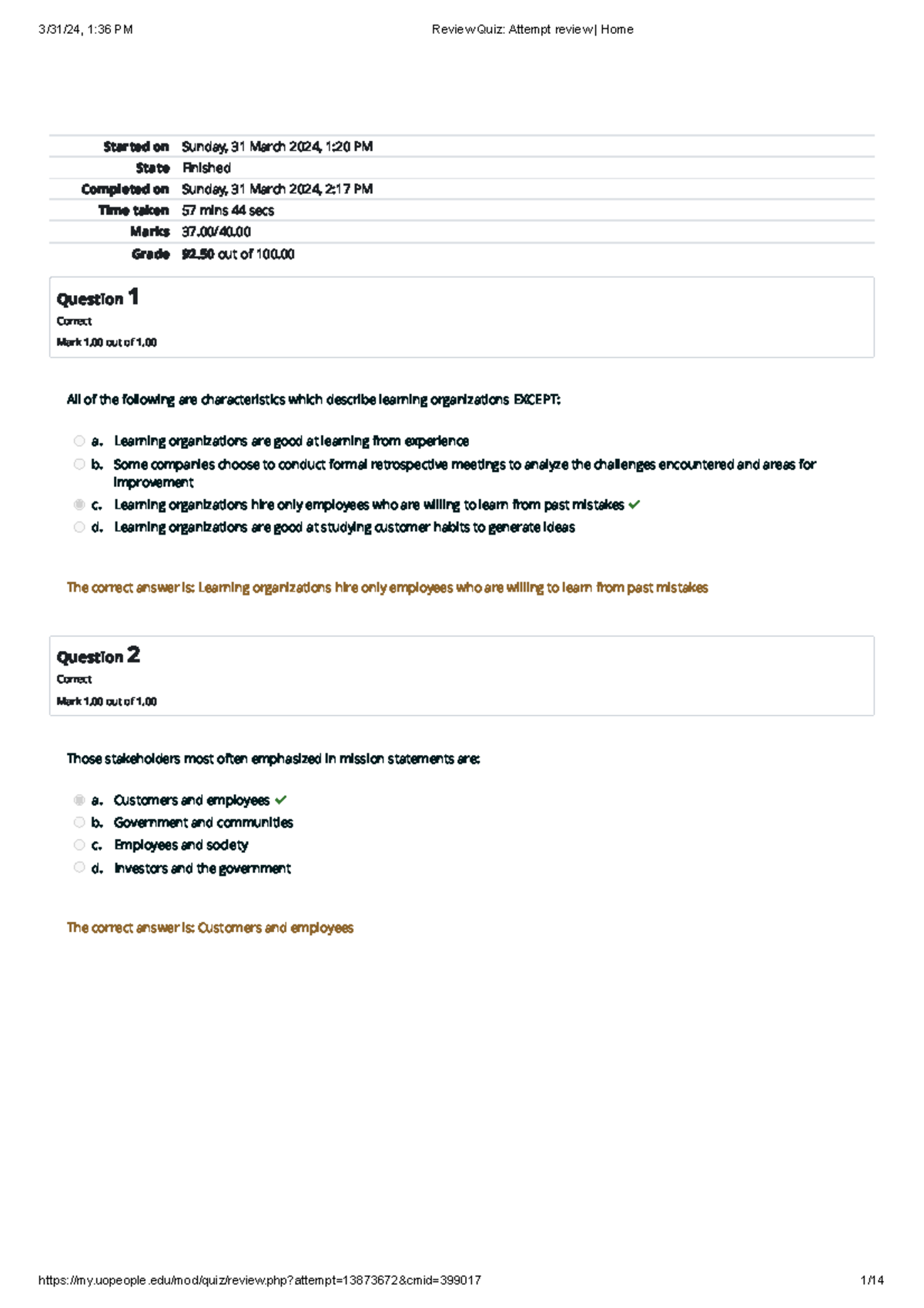 Final Review Quiz Attempt (Marks: 37/40) - Home - Studocu