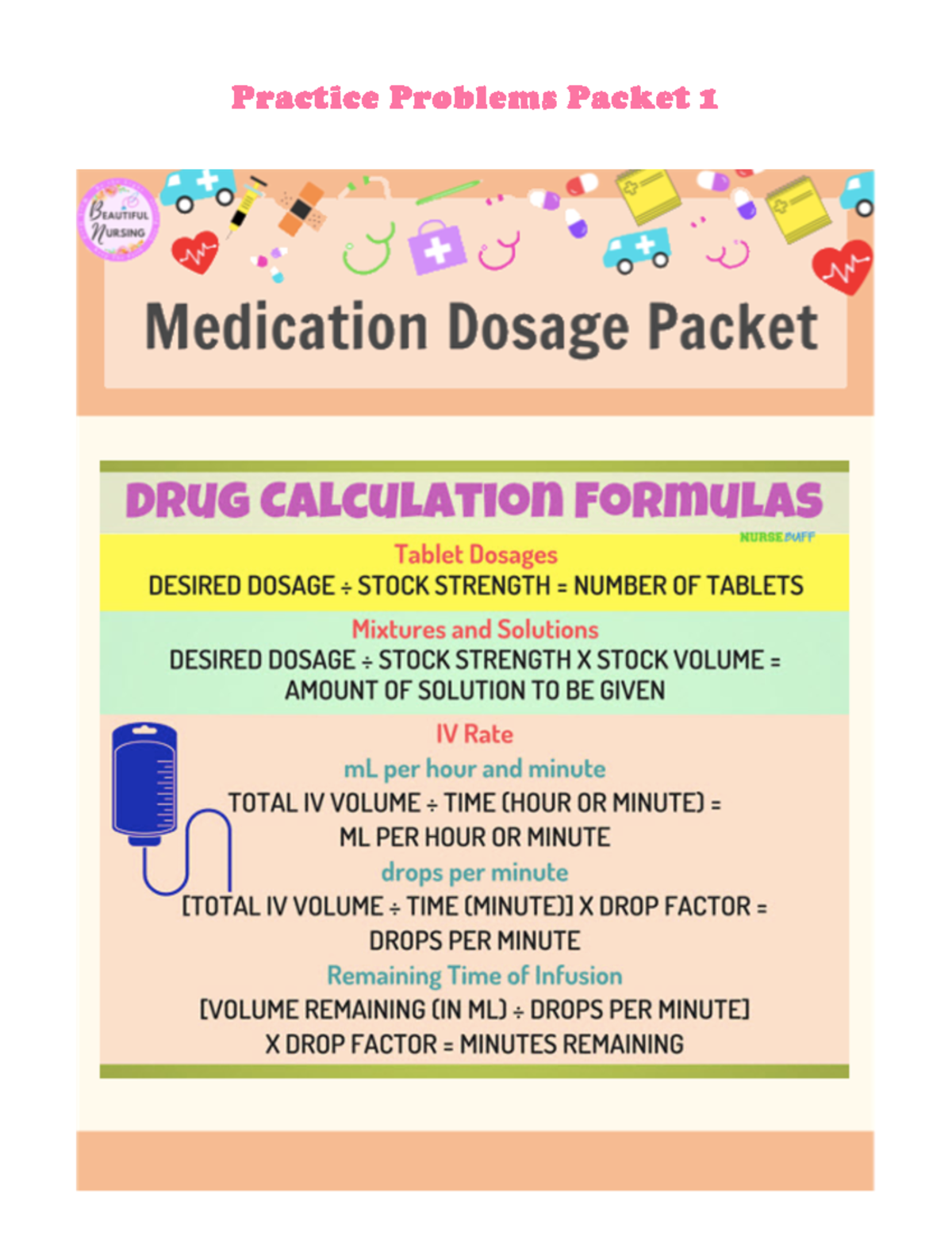 Med Practice Pkt 1: Drug Dosage Calculation Practice Problems - Studocu