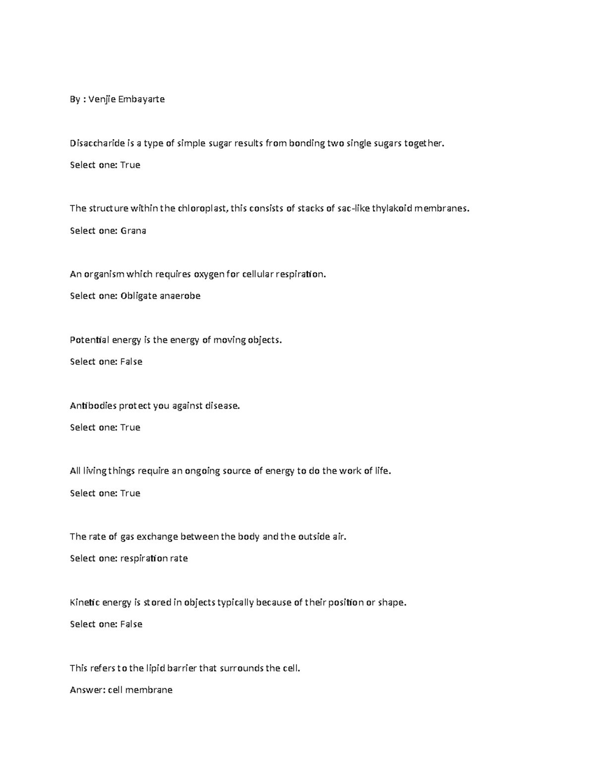 General Biology 1 Final Exam Study Guide - Studocu
