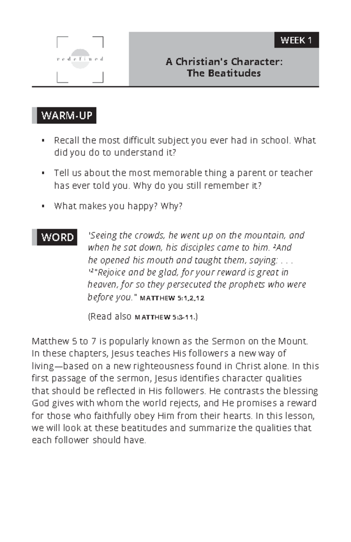 Wk-01 A-Chirstians-Character-The-Beatitudes ebook - A Christian's ...