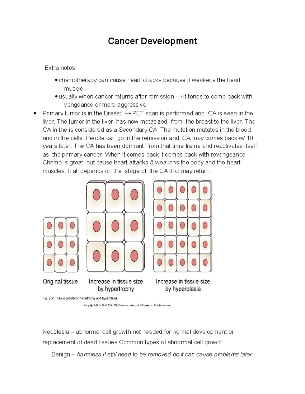 Cancer Development Notes: Chemotherapy, Metastasis, and Prevention ...