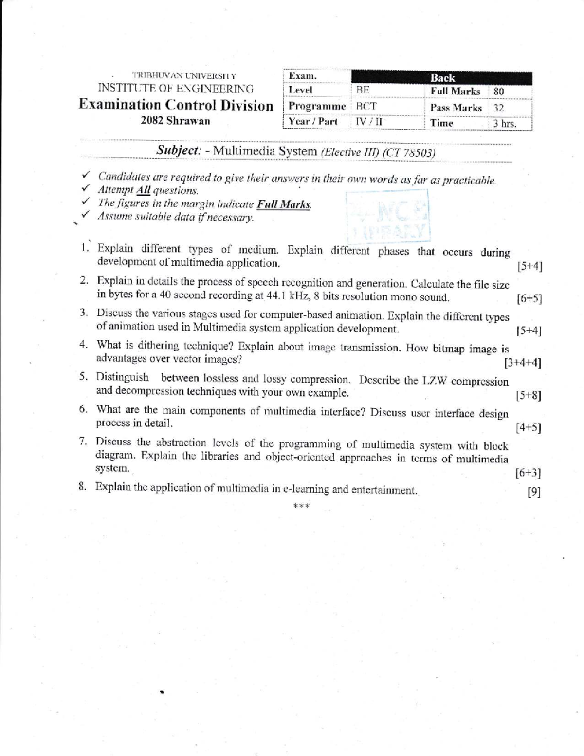 Multimedia System (BCT 4) - Past Exam Questions and Answers - Studocu